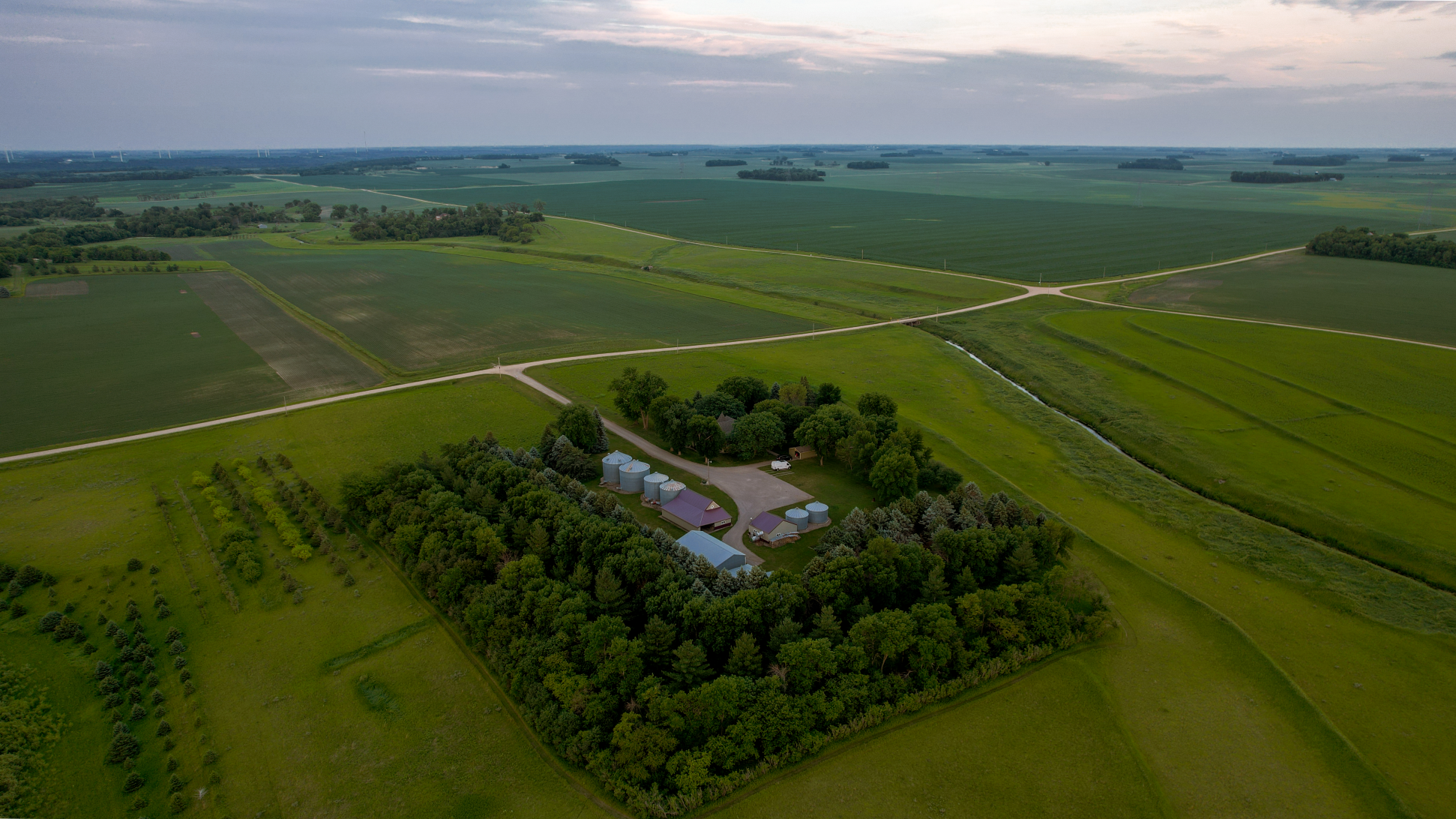 Aerial view of Isak's family farm